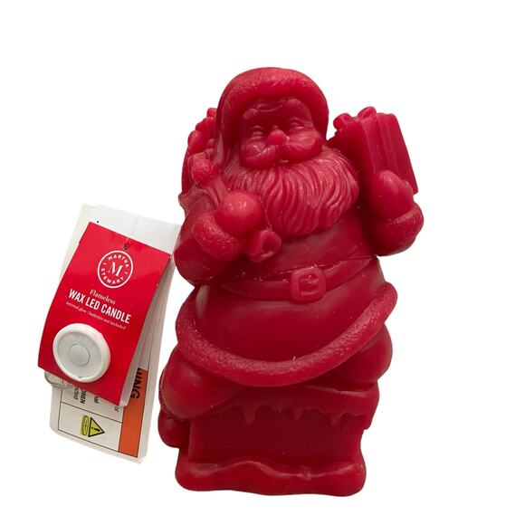 Martha Stewart Santa Flameless Christmas Internal Glow Wax LED Candle Red New - Picture 3 of 15